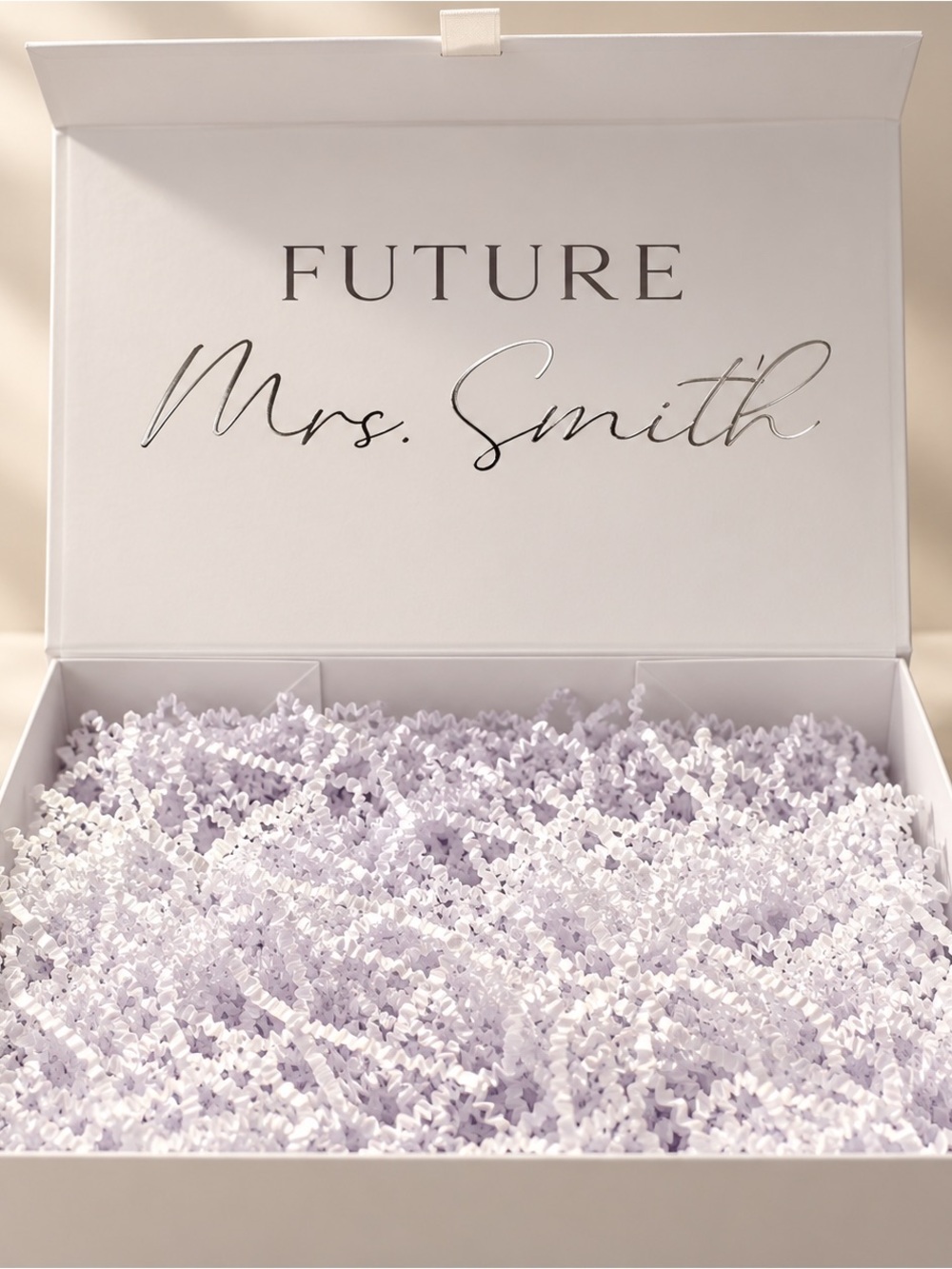 Future Mrs. Smith Bridal Gift Box - White with Silver Foil